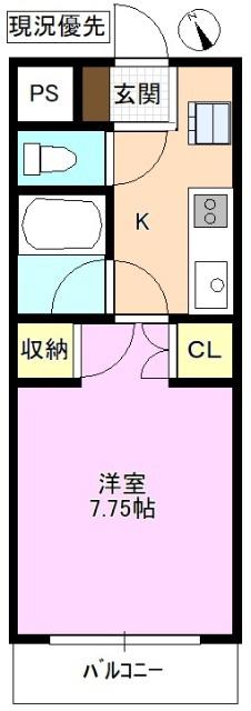 メゾンセシボン東部(1K/1階)の間取り写真