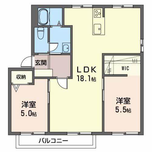 エステート21(2LDK/2階)の間取り写真