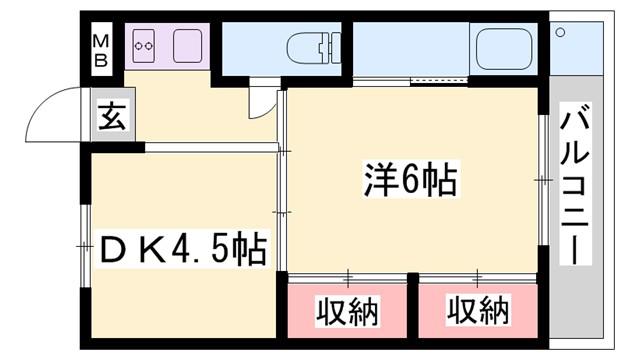 ビレッジハウス西夢前第二(1DK/2階)の間取り写真