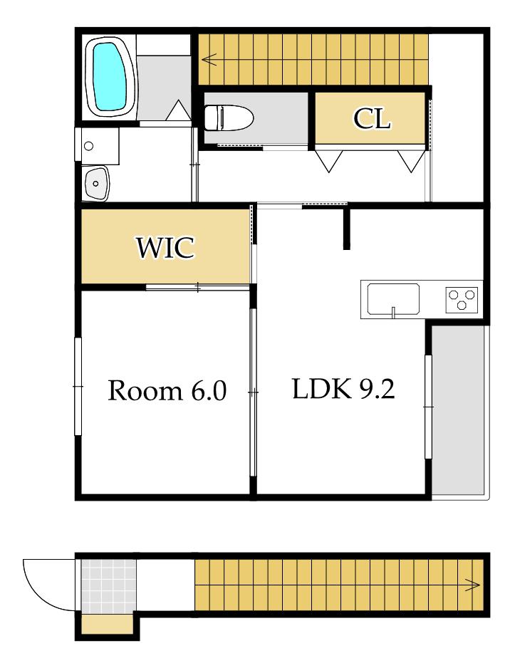 OCTO CASA OMACHI(1LDK/2階)の間取り写真