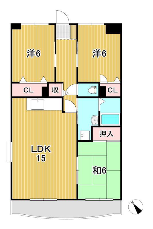 コーポあけぼの台(3LDK/4階)の間取り写真