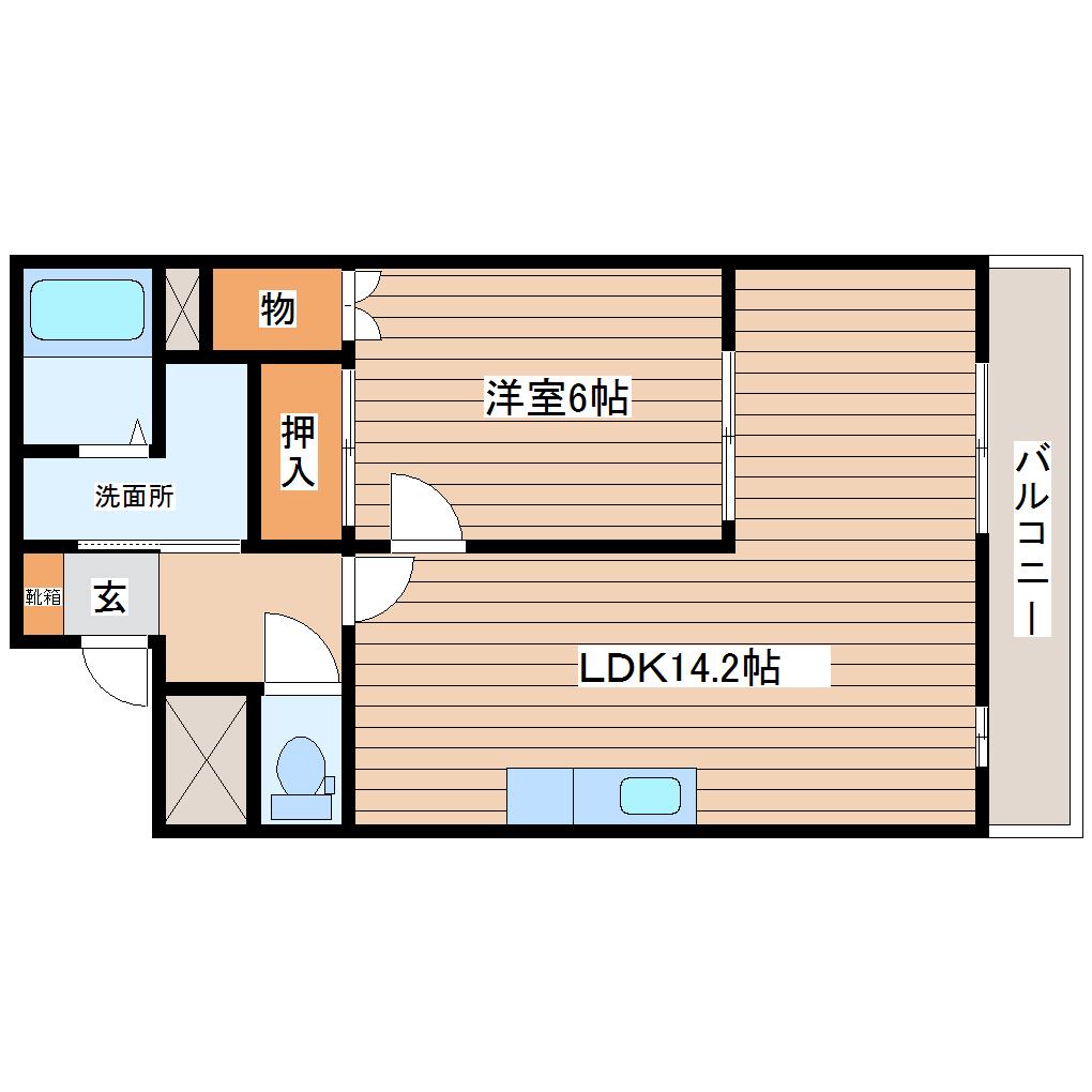 サンコート円A棟(1LDK/1階)の間取り写真