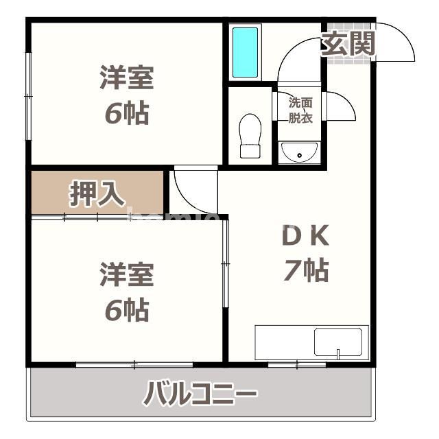 千扇白鷺(2DK/4階)の間取り写真