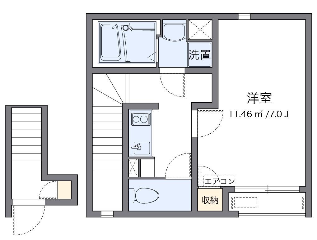 クレイノフォレストガーデン(1K/2階)の間取り写真