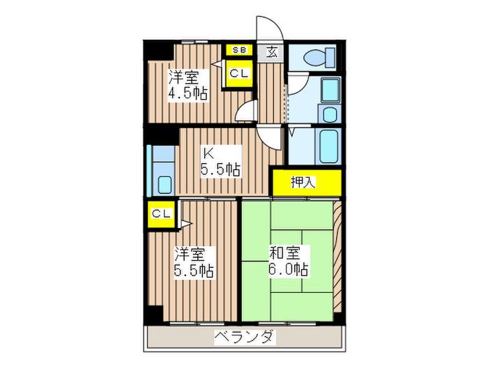 サクシード八王子(3K/3階)の間取り写真