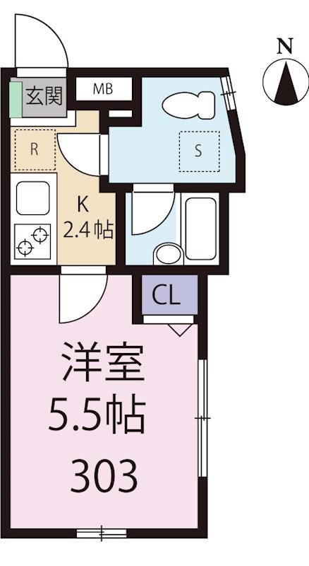 グランシャレー北千住(1K/3階)の間取り写真