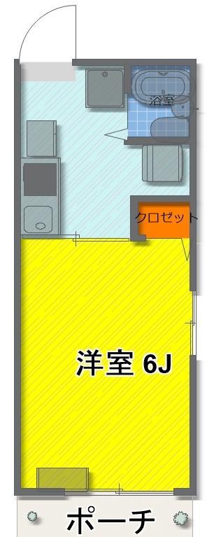 シティハイム富岡B(1K/1階)の間取り写真