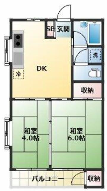 青葉マンション2号館(2DK/2階)の間取り写真