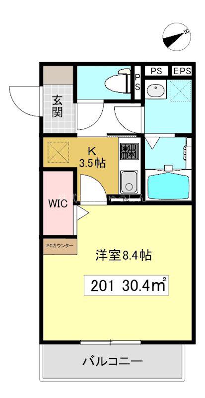 グローリア白楽(1K/2階)の間取り写真