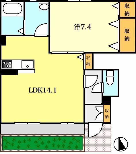 SHAMAISON フォーリア(1LDK/1階)の間取り写真