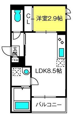 REGALEST宮原II(1LDK/3階)の間取り写真