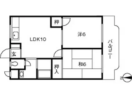 金子マンション(2LDK/3階)の間取り写真