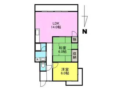 ハイム屋島(2LDK/4階)の間取り写真