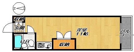 アドバンス1(ワンルーム/1階)の間取り写真