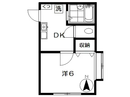 ラフォーレ上高田(1DK/1階)の間取り写真