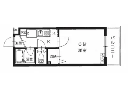 Kビル(1K/1階)の間取り写真