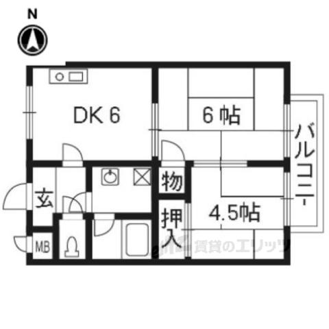 レジデンスヤマテ(2DK/2階)の間取り写真