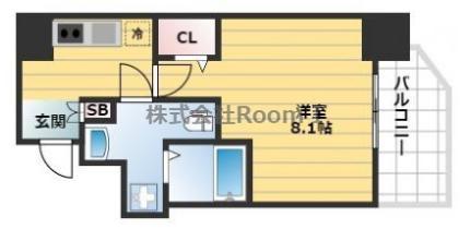 エグゼ堺筋本町(1K/6階)の間取り写真