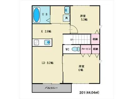 GRANDIRII(2LDK/2階)の間取り写真