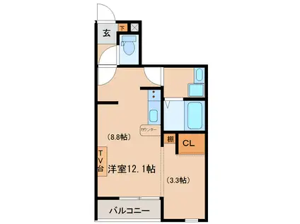 エスペランサ(ワンルーム/1階)の間取り写真