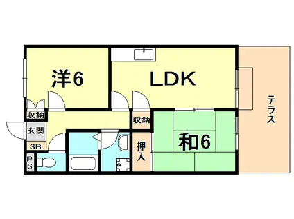 倉田メゾン(2LDK/1階)の間取り写真