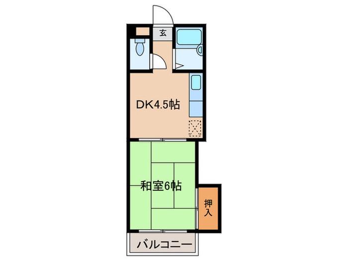 パシフィック棚橋(1DK/2階)の間取り写真