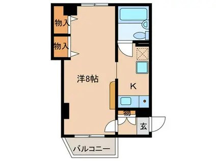 カネカパークサイド須磨北(1K/4階)の間取り写真