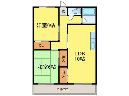木村マンション(2LDK/3階)の間取り写真
