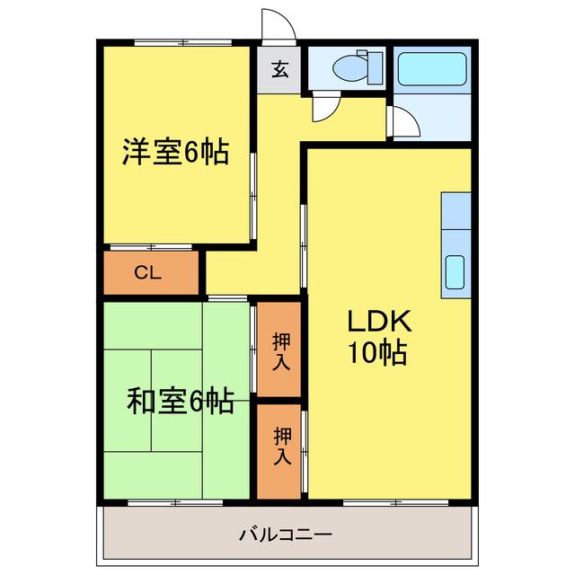 木村マンション(2LDK/2階)の間取り写真