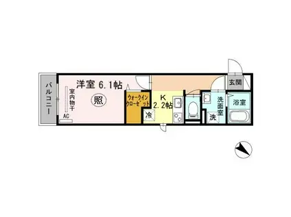 KUDOUマンション(1K/2階)の間取り写真