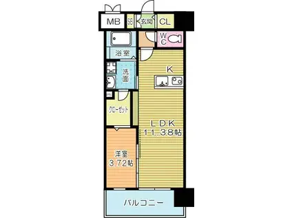 LEGEND TAKAMI S棟(1LDK/2階)の間取り写真