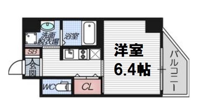 クレビオス難波イースト(1K/6階)の間取り写真