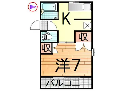 半田コーポ(1K/1階)の間取り写真