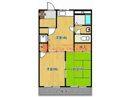 サンフィールド(2DK/1階)の間取り写真