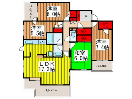 コートハウス北浦和(4SLDK/4階)の間取り写真