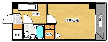 ワッソンビル比治山(1K/4階)の間取り写真