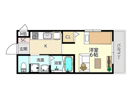 コスモルシュメゾン塚口II(1K/3階)の間取り写真
