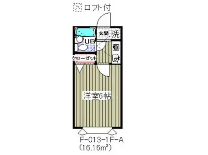 ローズアパートF-13B棟(1K/1階)の間取り写真