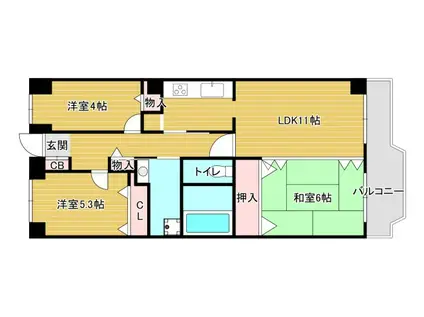 美加の台南海アーバンコンフォート弐番館(3LDK/10階)の間取り写真