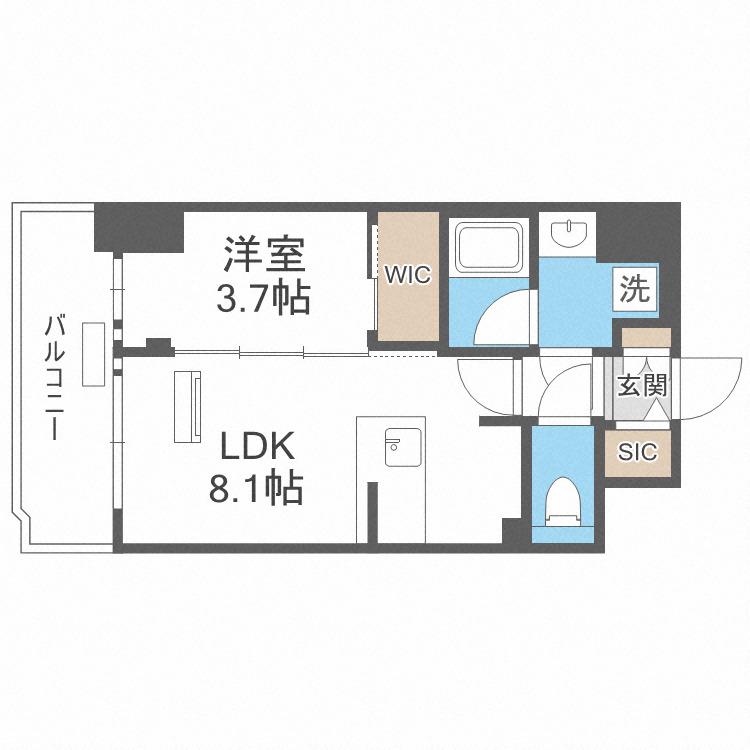 レオンコンフォート難波クレア(1LDK/8階)の間取り写真