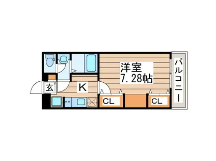 リブリ・エスポワール表柴田(1K/2階)の間取り写真