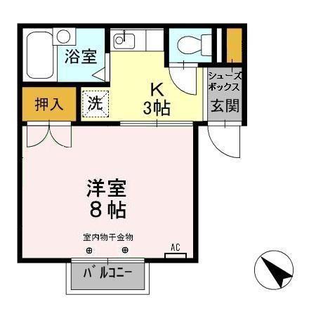 プレジール天王台(1K/2階)の間取り写真