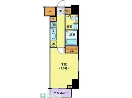 ジェノヴィア目黒南グリーンヴェール(1K/6階)の間取り写真