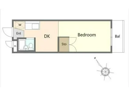 ビューハイツ台の山(1DK/1階)の間取り写真
