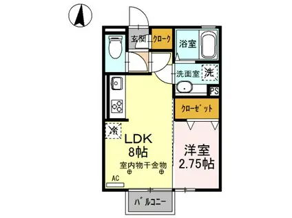 MARIGOLD(1LDK/2階)の間取り写真
