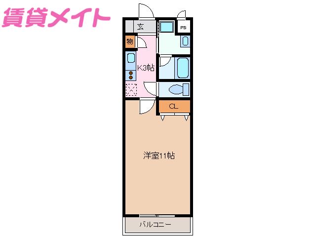 セレッソIKUWA(1K/1階)の間取り写真