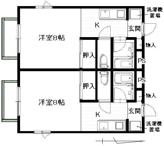 WING-D(ワンルーム/1階)の間取り写真