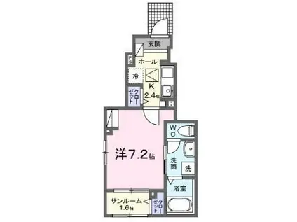 メテオール・ケイ I(1K/1階)の間取り写真