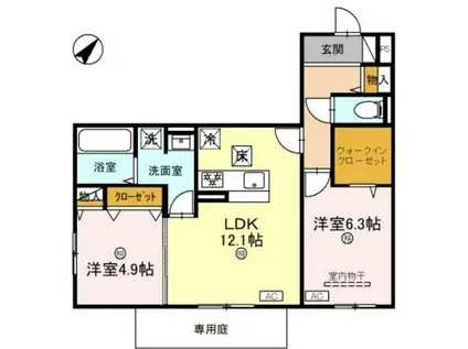 サンパティーク東町(2LDK/3階)の間取り写真