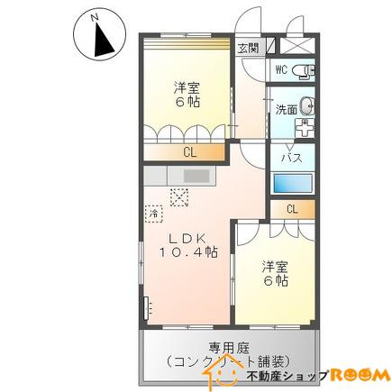 ラ・ファミーユHA(2LDK/1階)の間取り写真